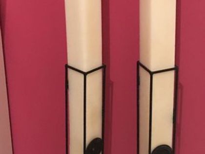 ΛΑΜΠΑΔΑ ΓΑΜΟΥ (788/3) TALL CANDLE WITH METAL BASE
